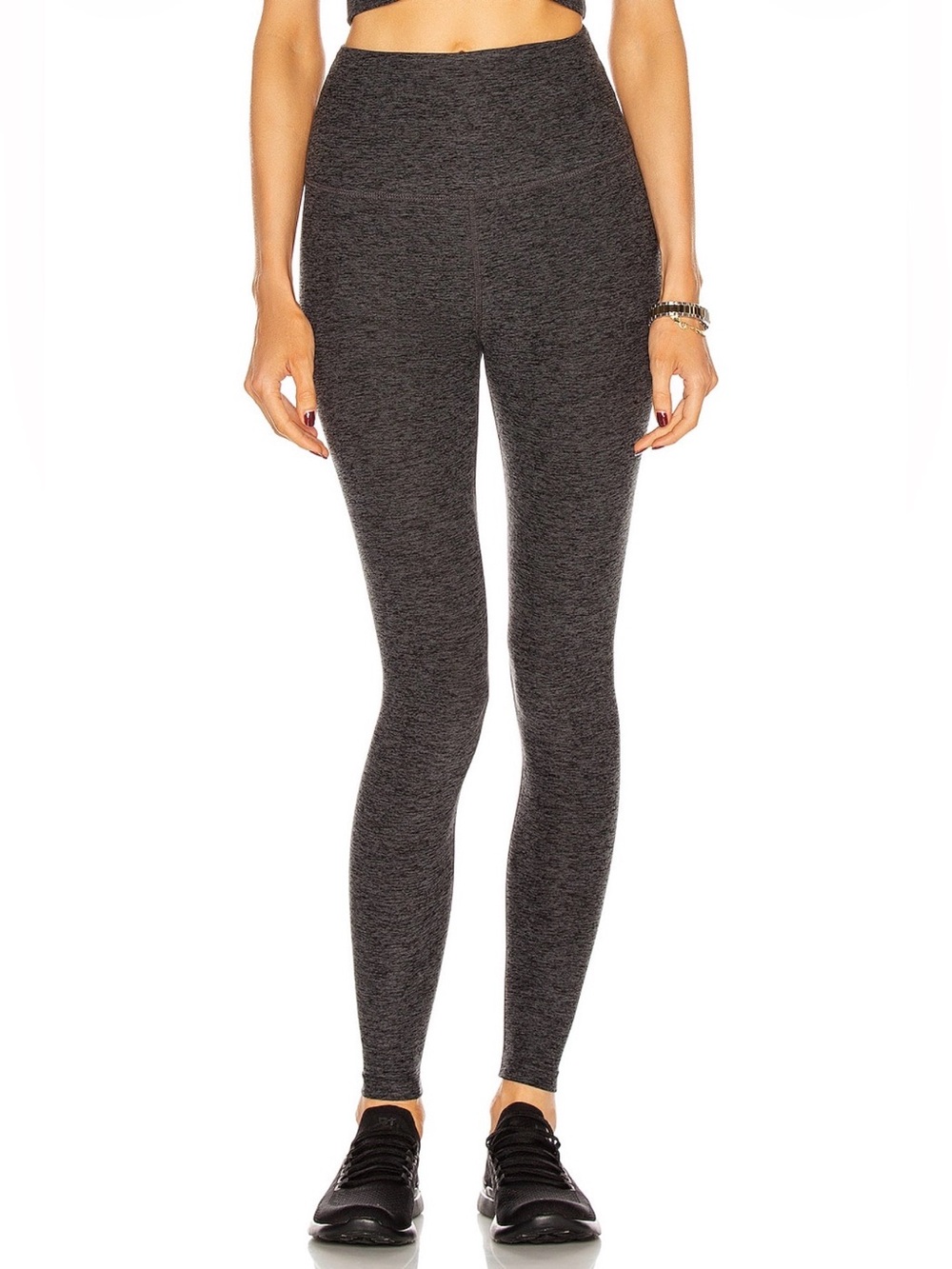 Beyond Yoga Women’s Space Dye Heather Gray High Waisted Leggings Size LG